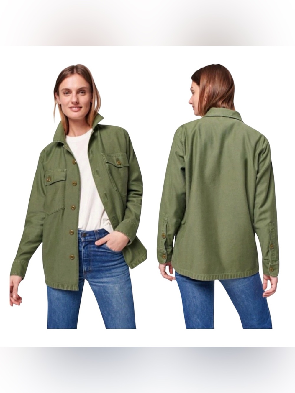 Faherty Stretch Savannah Utility Jacket Olive Green Fatigue Button-Up Sz XL NWT